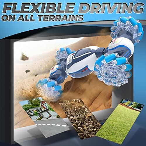 Dysaim Remote Control Car, Gesture Sensing RC Stunt Car Toys, 2.4GHz 4WD RC Drift Car, Creative Gifts for Kids Boys Girls Ages 6+, Double Sided Rotating Off Road Vehicle 360° Flips with Lights Music — view 4