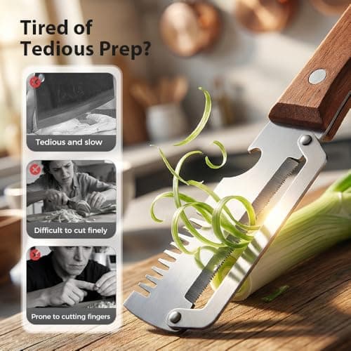 Multi-functional Vegetable Peeler, 2026 Ktchen Multi-function Stainless Steel Thickened Fruit Peeler Knife with Wooden Handle, 3-1,Suitable for Peeling Fruits and Shredding Scallions (2PCS) — view 2