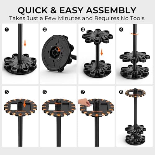 KastKing V16 Rotating Fishing Rod Holder for Garage, Floor Rack Holds Up to 16 Rods & Combos, Space-Saving Pole Organizer with Foam, Durable ABS, Fishing Gear Storage Gift for Men — view 6