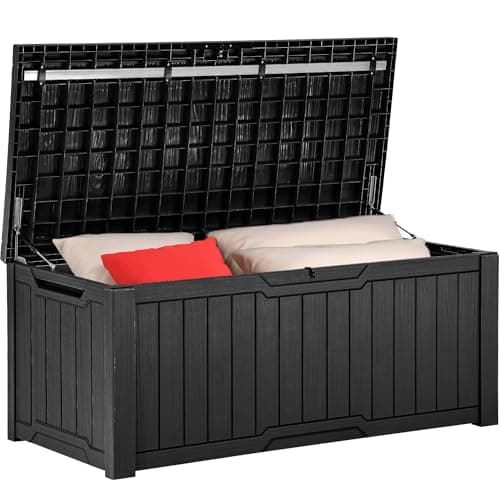 YITAHOME 120 Gallon Outdoor Storage Deck Box, Large Resin Patio Storage for Outdoor Pillows, Garden Tools and Pool-Supplies, Waterproof, Lockable (Black) — view 3