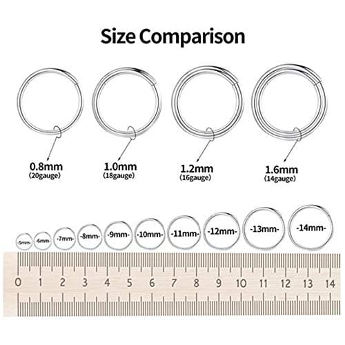 8mm Septum Ring Silver Nose Rings Hoop 18 Gauge Nose Hoop Helix Daith Tragus Earrings Hinged Segment Septum Clicker Lip Rings 18g Cartilage Earring Nose Piercing Jewelry Surgical Steel — view 2