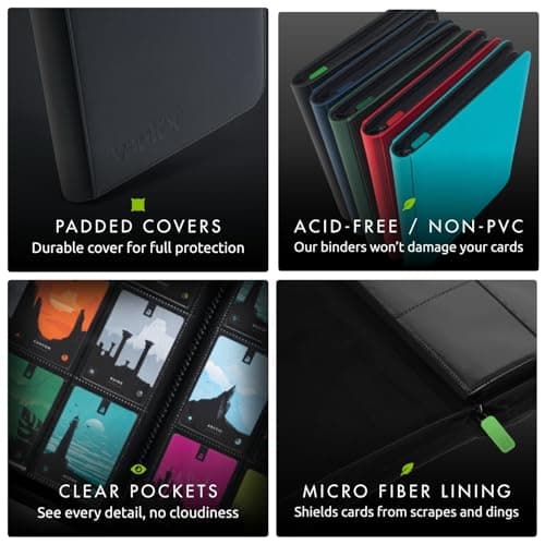 Vault X 9 Pocket Zip Binder, 360 Cards, Exo-Tec Material, 20 Side-Loading Pages (Black) — view 6