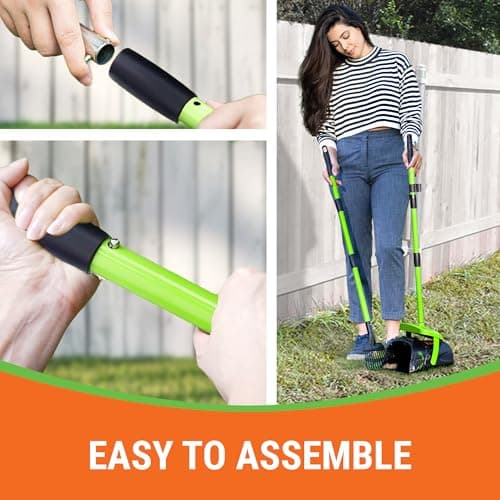 Pupzle Dog Pooper Scooper with Bag Attachment, 40" Long Handle Pooper Scooper for Large Dogs Heavy Duty, Metal Dog Poop Scoop for Yard, Large Capacity Bin and Rake with 100 Refill Bags for Dogs — view 8