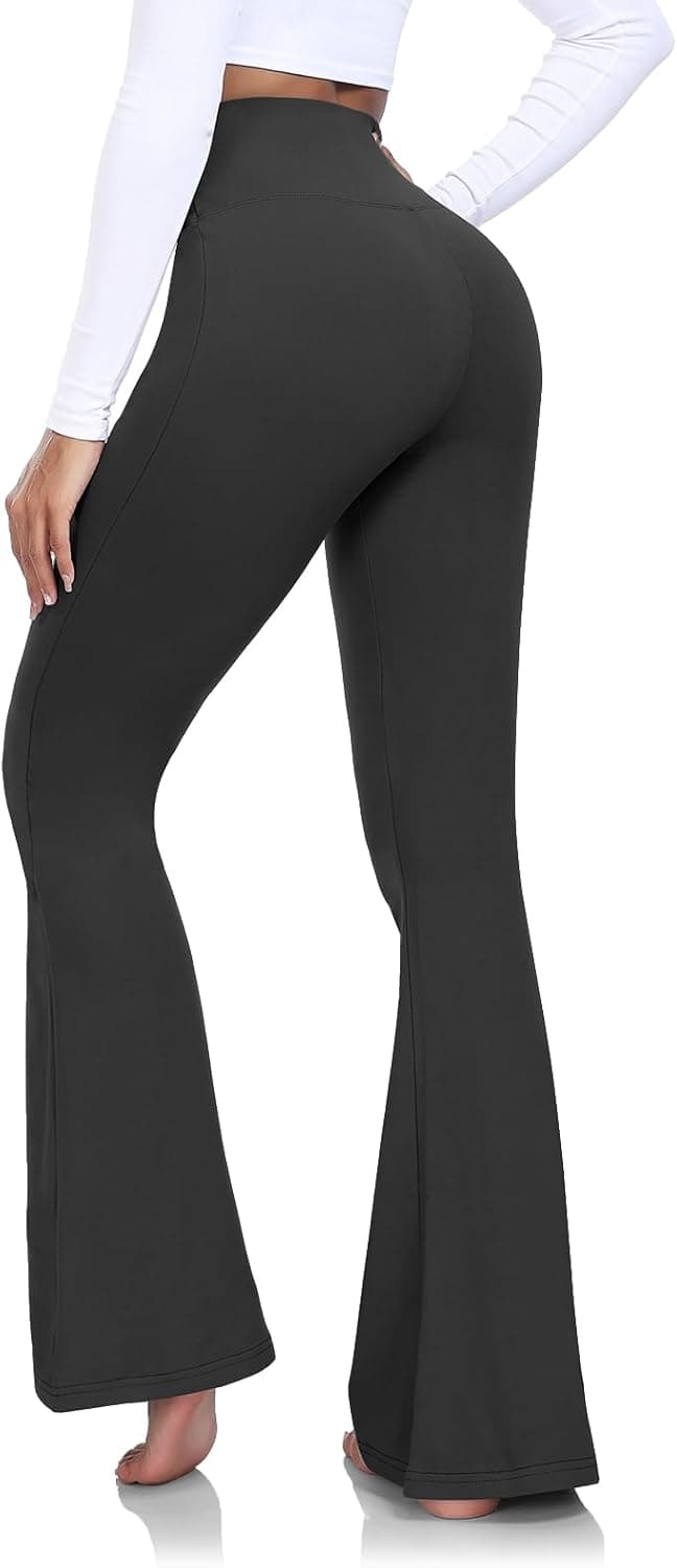 ACTINPUT Yoga Pants for Women Flared Leggings High Waisted Bootcut Black Trousers Women's Workout Bootleg Stretchy Leggings High Waist XS Black 29‘’ — view 2