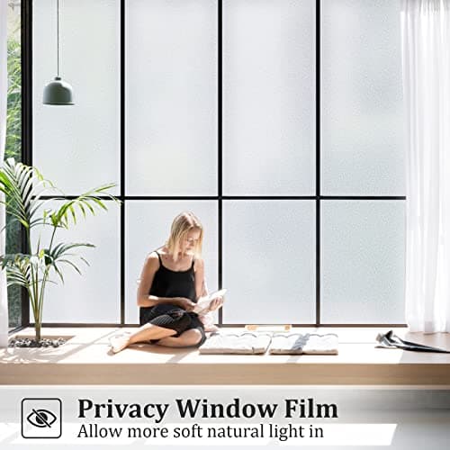 Coavas Window Films for Privacy Window Film Frosted Static Cling Non Adhesive Vinyl Sticker Sun Heat Blocking Window Coverings for Bathroom Home Office Door 17.5x78.7 Inch,44.5x200cm, Pure Frosted — view 4