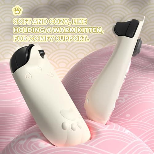 PlayVital Cherry Blossoms Kitten Protective Case for Nintendo Switch 2 with Stand | Cute Cat Ear & Paw Silicone Grips, Dockable Hard Shell, 2 Joystick Caps, Full-Body Protection Cover - Antique Yellow — view 4