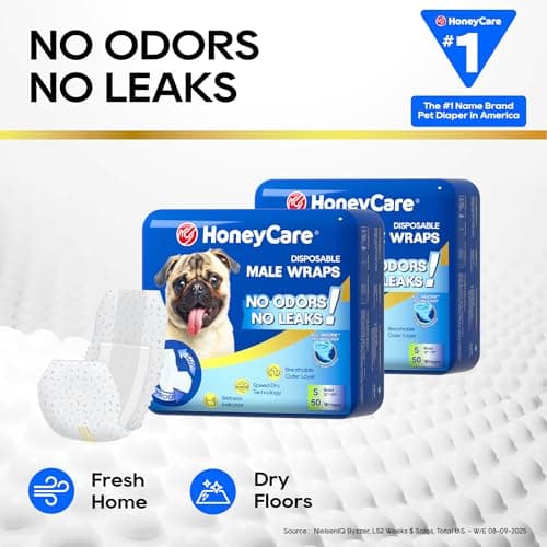 HONEY CARE All-Absorb A26 Male Dog Wrap, 50 Count, Small — view 5