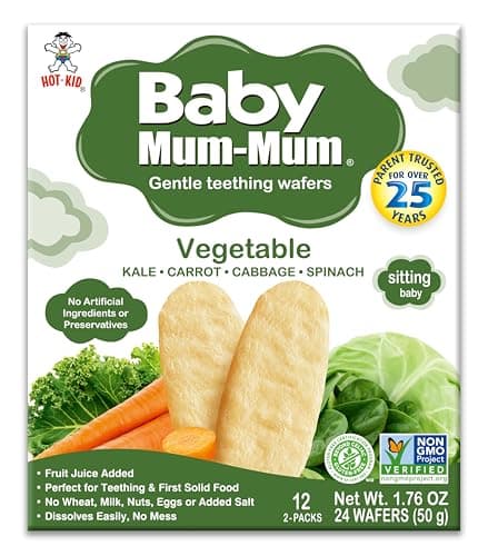 Want-Want Baby Mum-Mum Rice Rusks, Vegetable, Gluten Free, Allergen Free, Non-GMO, Rice Teether Cookie for Teething Infants, 50gms, 24 Rusks per box - Case pack of 6 — view 3