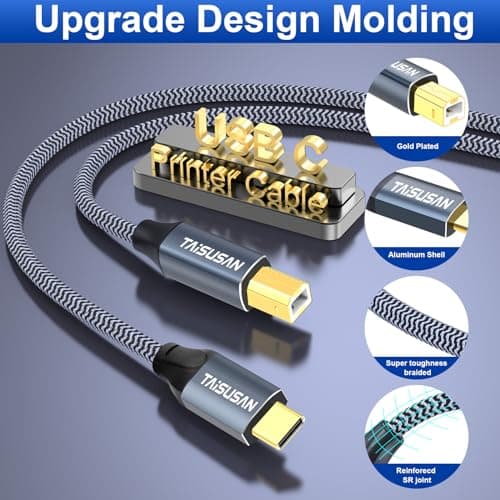 TAISUSAN USB C Printer Cable 15ft, Compatible With Keyboard, MacBook Pro/Air, Printers and Scanners - USB B to C MIDI Cable — view 5