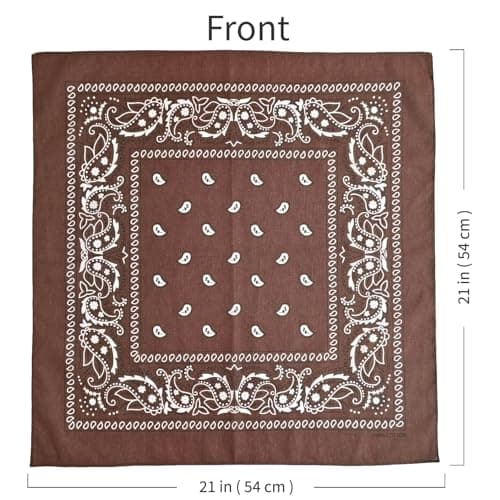 APIGANIZ 100% Cotton Bandanas, 21 x 21 inches, Set of 6 (Basic - Brown/Bungundy/Beige)