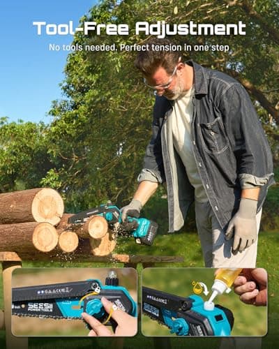 SEESII 2-in-1 Electric Pole Saws: Brushless Mini Chainsaw Cordless 6 Inch, 2 x 4000mAh Batteries, Pole Saw for Tree Trimming,Hand held Chain Saw with Extension Pole for Tree Limb Branch Cutter,P6 Ace — view 8