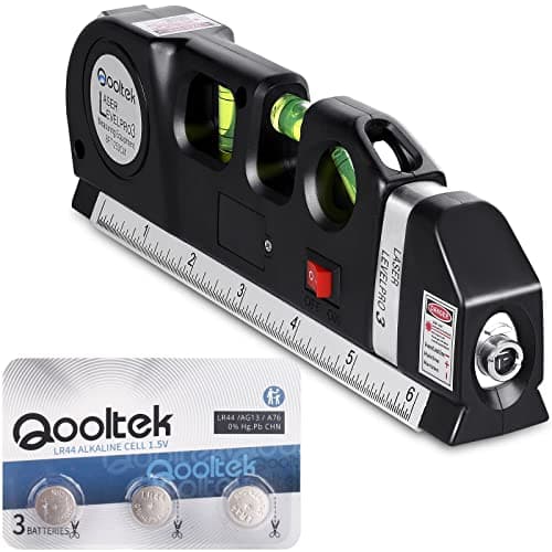 Laser Level Multi Tool, Multipurpose Cross Line Laser Leveler Kit Tools with Metric Rulers 8ft/2.5M for Hanging Pictures Cabinets Tile Curtains Walls by Qooltek