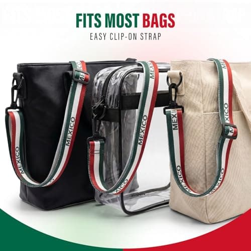 Crossbody Purse Strap Replacement for Clear Bag for Stadium Events – Adjustable 1.5” Wide Woven Strap for Stadium Bags, Tote & Handbags – Game Day, Soccer & Concerts - (Mexico Flag Design) — view 4
