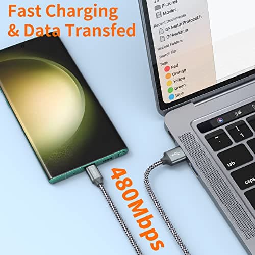 USB Type C Cable,USB A to USB C 3A Fast Charging (3.3ft 2-Pack) Braided Charge Cord Compatible with iPhone 15 16 17 Pro Max,Samsung Galaxy S10 S9 S8 Plus,Note 9 8,A11 A20 A51,LG G7 V30 V35,Moto Z2 Z3 — view 5