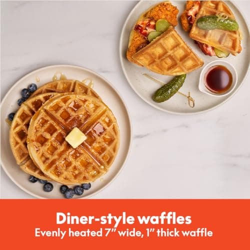 bella Flip-n-Store Waffle Maker with EverGood™ Ceramic Nonstick Coating, Fits-anywhere™ Kitchenware, Power Indicator Light, Cool Touch Handle & Cord Wrap, 7” Wide & 1" Deep Plates, 1000 Watt, Blossom — view 4