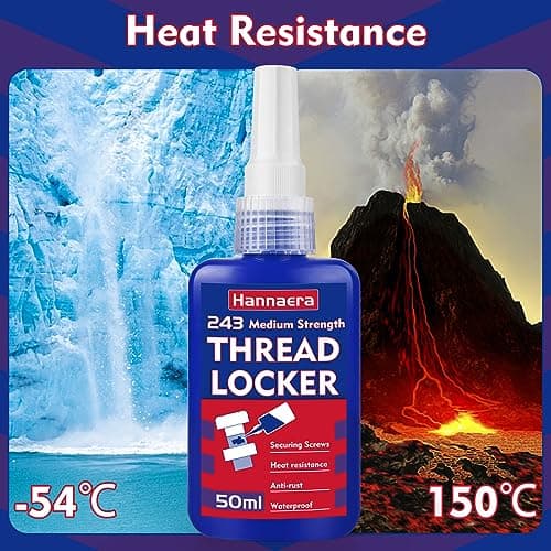 Threadlocker 1.69 Fl oz/ 50 ml Medium Strength 243, Lock & Seal Nuts, Bolts, Fasteners and Metals, Blue Thread Lock Against Losening and Leakage (medium-50ml) — view 3
