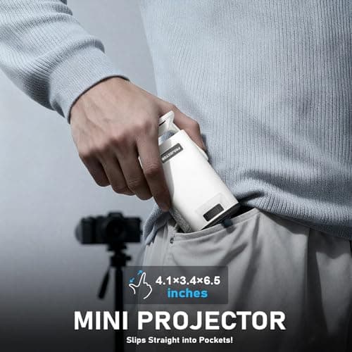 [Officially-Licensed App & Manual Focus] Ivory White Smart Mini Projector with WiFi and Bluetooth, Full HD 1080P Support, XuanPad Movie Projector, Portable Outdoor Projector with 210° Stand — view 3