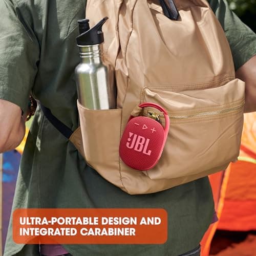 JBL Clip 4 - Portable Mini Bluetooth Speaker, big audio and punchy bass, integrated carabiner, IP67 waterproof and dustproof, 10 hours of playtime, speaker for home, outdoor and travel (Red) — view 4