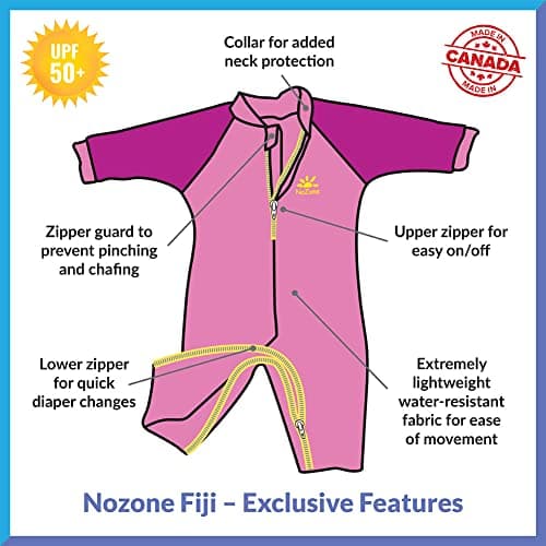 Nozone Fiji Sun Protective Baby Girl Swimsuit in Bahama Pink/Fuchsia, 12-18 Months — view 3