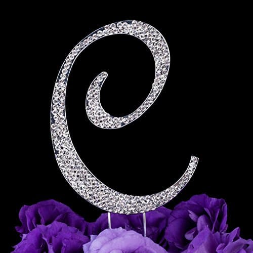 LOVENJOY Gift-Boxed Letter C Wedding Cake Topper Rhinestone Initial Cake Decorations, Wedding Gift Ideas for Bride Groom, 3.3" — view 5