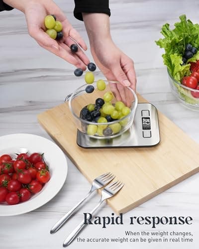 Tcsxady Food Scale, 11lb Digital Kitchen Scale with 6 Units LCD Display and Tare Function,Compact Design for Baking,Healthy Cooking,Meal Prep, 304 Stainless Steel — view 4