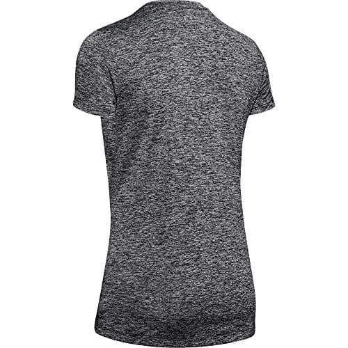 UNDER ARMOUR Women's Tech V-Neck Twist Short-Sleeve T-Shirt, Black (001)/Metallic Silver, Medium — view 4