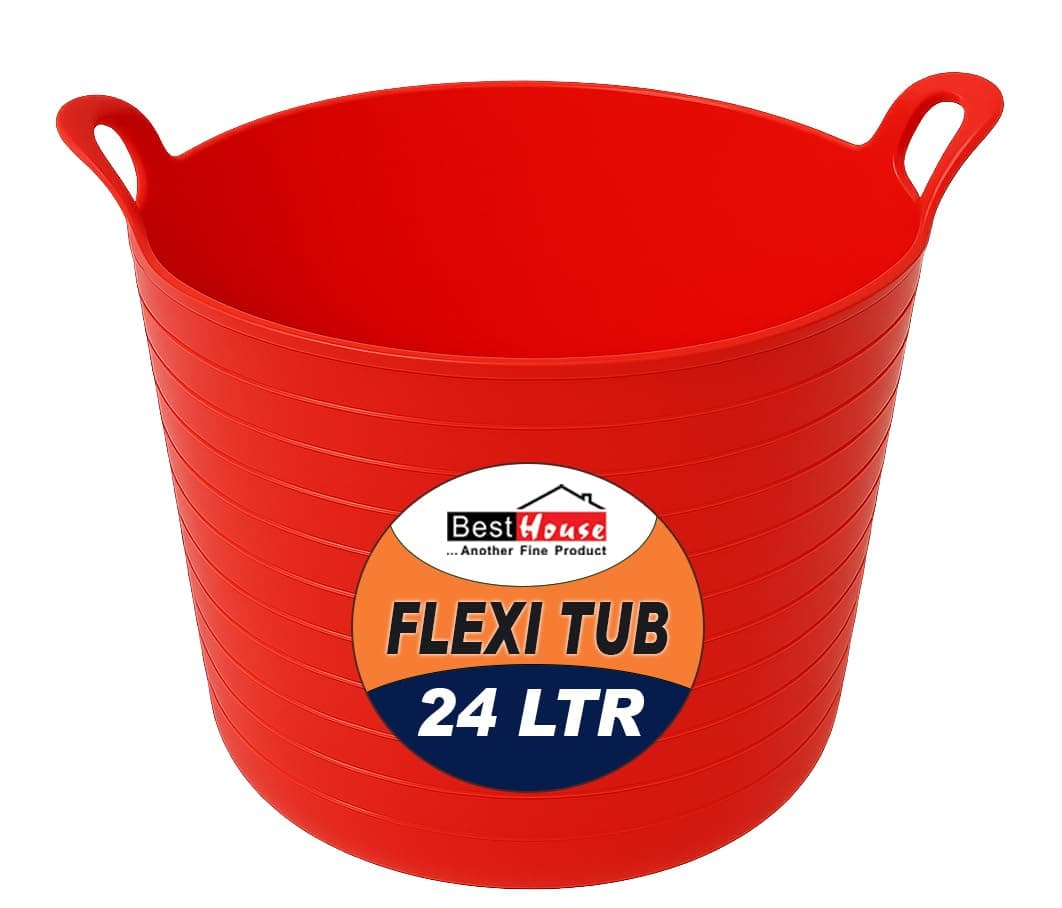 Best House | 3 Pcs of Flexi Tub with Handles | Small Size | Mini | 7 Litres | Yellow | Garden Tubs | Plastic Storage Container for Home, Washing, Garden Waste and DIY Projects — view 41