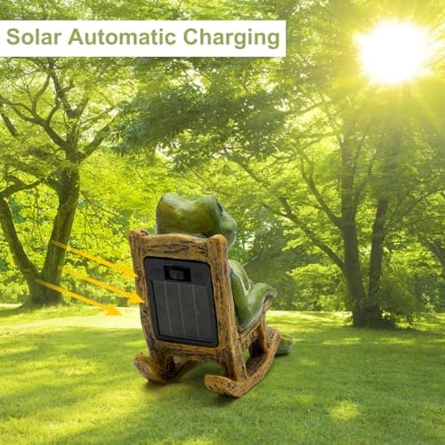 Solar Frog Garden Ornaments Outdoor, Home Decor Garden Frogs Figurine with Waterproof Led Lights Decorations for Patio Balcony Yard Unique Housewarming Gifts for Patio,Yard,Lawn Ornament — view 2