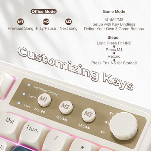 AULA S99 Gaming Keyboard, Wireless Computer Keyboards, Tri-Mode Bluetooth/2.4GHz/USB-C Custom Creamy Keyboard with Number Pad, RGB Backlit Media Knob Cute Programmable Keyboard for PC Gamer - Green — view 5