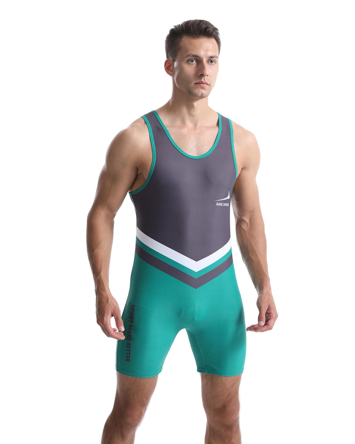 Rane Sports Camisetas sin Mangas de Lucha Libre para hombres, ​traje de lucha libre, camiseta deportiva, mono atlético, levantamiento de pesas, bodysuit de una pieza — view 3