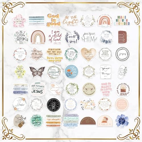 200 PCS Christian Bible Verse Jesus God Stickers - Waterproof Vinyl Scripture Stickers for Bible Journaling Supplies, Water Bottles, Laptops, Notebooks - Religious Inspirational Decals for Faith Gifts — view 4