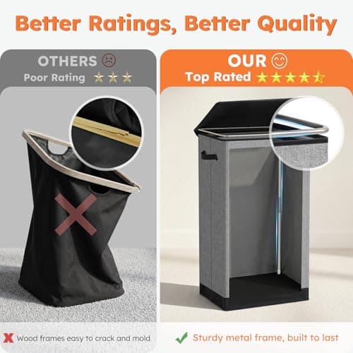 SOLEDI 100L Laundry Basket with Lid Large Laundry Hamper, Clothes Hamper with Laundry Bag Easy to Carry, Collapsible Storage Bins for Bedroom, Bathroom, Dorm, Apartment, College, Wardrobe, Grey — view 2