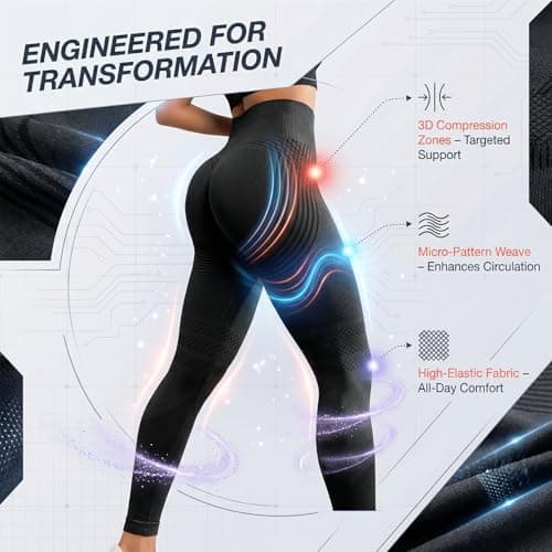 2026 New 3D Metabolic Booster Leggings,High Waist 3D Anti Cellulite Leggings for Women,Slimming Workout Yoga Pants (Black,Large)