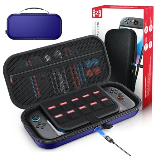 Auarte [Charge Inside] Switch 2 Carrying Case for Nintendo Switch 2 Console 2025 / Switch Original/Switch OLED, Slim Travel Carry Case for Switch 2 Accessories with 10 Game Card Storage (Blue, for Switch 2, Carrying Case)