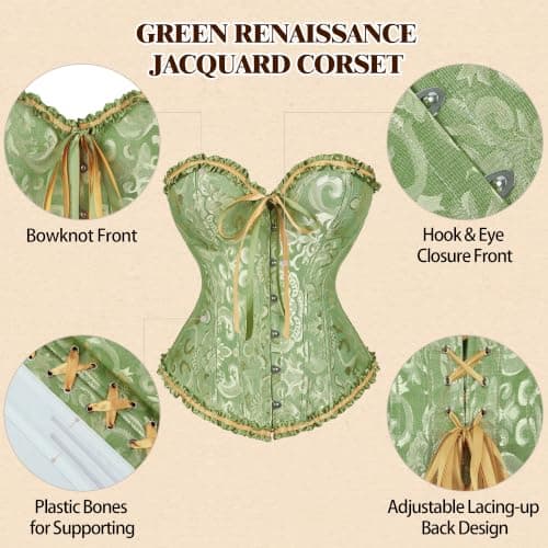 frawirshau Corsets for Women Plus Size Black Corset Sexy Bustier Corset Top Lingerie, Green, X-Large — view 5
