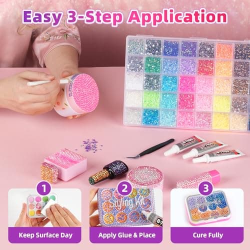 40000Pcs 40 Colors Resin Jelly Rhinestones Kit, 3mm Flatback Rhinestones with 3Pcs B7000 Jewelry Glue & Tools, Bedazzler Kit with Rhinestones, All-in-One Bedazzling Kit for DIY Arts & Crafts Gifts — view 3