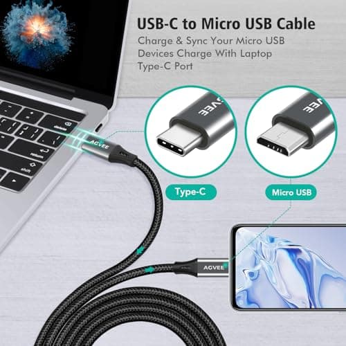 AGVEE 10ft USB-C to Micro USB Cable