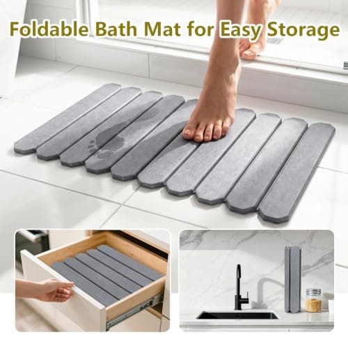 Ceecysaa Stone Bath Mat,Non-Slip Foldable Stone Drying Mat,59×39 cm — view 5