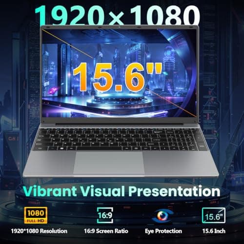 WAICID 15.6" IPS FHD Student Laptop with AI Assistant Included, 1 Year Office 365, J4105 Processor(Beat Celeron 5205U), 12GB RAM 256GB SSD, 180° Viewing, USB-C(Charging, Data, Display), 53.2Wh — view 4