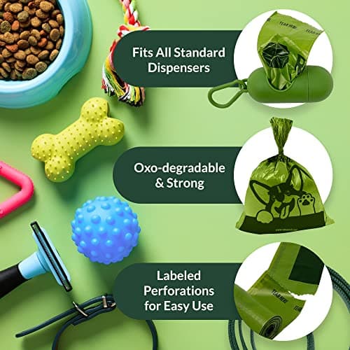 Reli. Biodegradable Dog Poop Bags w/Holder (1200 Count - 80 Rolls Bulk) | Leash Clip Dispenser | 9x13" Large Dog Bags for Poop | Green Eco-Friendly Oxobiodegradable Waste Disposal Refills (Unscented) — view 3