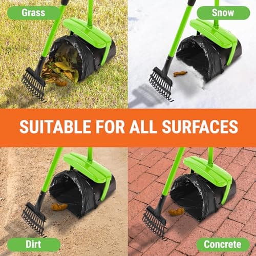 Pupzle Dog Pooper Scooper with Bag Attachment, 40" Long Handle Pooper Scooper for Large Dogs Heavy Duty, Metal Dog Poop Scoop for Yard, Large Capacity Bin and Rake with 100 Refill Bags for Dogs — view 7