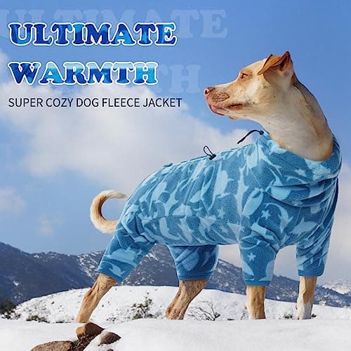 ROZKITCH Dog Shark Fleee Pajamas, Pet Windproof Warm Cold Weather Jacket Vest with Luminous Zipper, Jumpsuit Apparel Outfit Clothes for Small Medium Large Dog Shark S — view 3