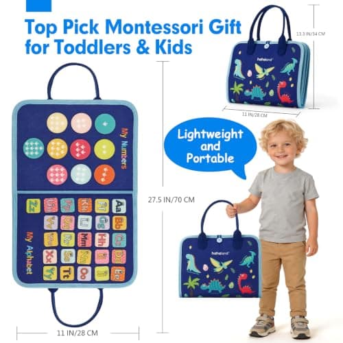hahaland Toddler Busy Board - Montessori Toys for Boy Toys Gifts, Busy Board for Toddlers Boy, Activity Busy Book Educational Toddler Travel (Dinosaur) — view 4