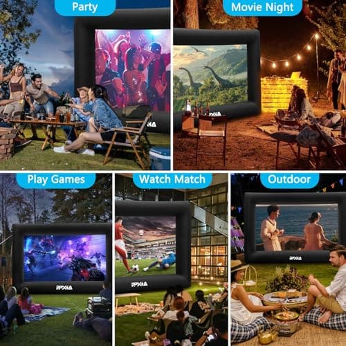 Inflatable Movie Screen Outdoor Projector Screen for Outside 20ft, Blow Up Screens Front and Rear Projection with Air Blower, Best for Movie Nights Backyard Home Theater Pool Party — view 3
