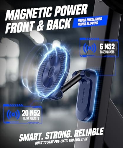 GolbinBox Magnetic Gym Phone Holder for MagSafe, All Metal Dual-Magnet Mount for iPhone and Android, 360° Adjustable Tri-Axis, Gym Essentials for Bodybuilder Men Women Recording Fitness Exercise,Blue