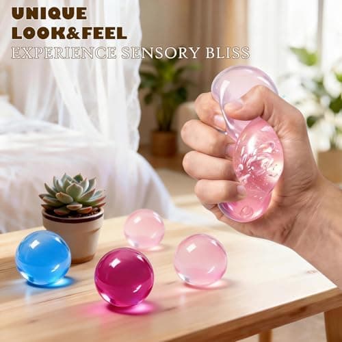 Coconut Oil Squishy Toys，Coconut Oil Stress Ball,Slow Rising Squishy Toy for Stress Relief，Squeeze Stress Ball Clear Jelly,Squeeze the Stress Away (Pink) — view 2