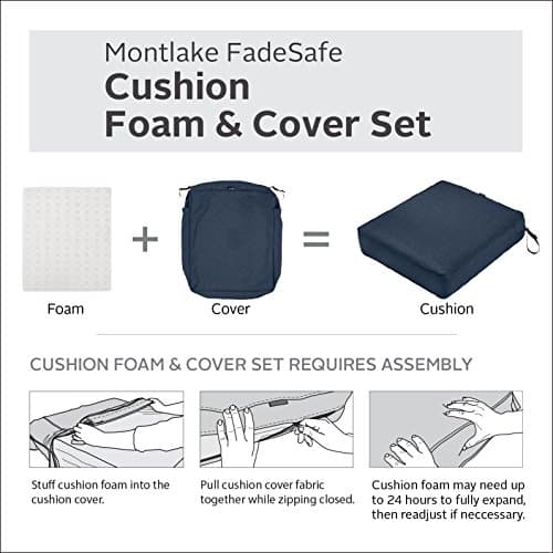 Classic Accessories 62-020-INDIGO-EC Montlake Seat Cushion Foam and Slip Cover, Heather Indigo, 25" Wide x 25" deep x 5" Thick — view 2