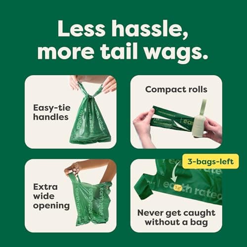 Earth Rated Dog Poop Bags with Easy-to-Tie Handles, Extra Wide Opening, Refill Roll Style, Guaranteed Leak-Proof, Lavender, 105 on Rolls — view 3