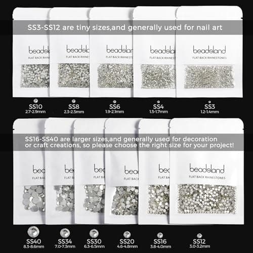 Beadsland 1440 Pieces Flat Back Crystal Rhinestones Round Gems,Amber,SS3,1.2-1.4mm — view 5