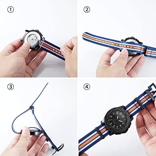 BINLUN Nylon Watch Band Thick G10 Premium Ballistic Nylon Multicolor Replacement Watch Straps with Silver/Black Stainless Steel Buckle for Men Women 18mm 20mm 22mm 24mm — view 4